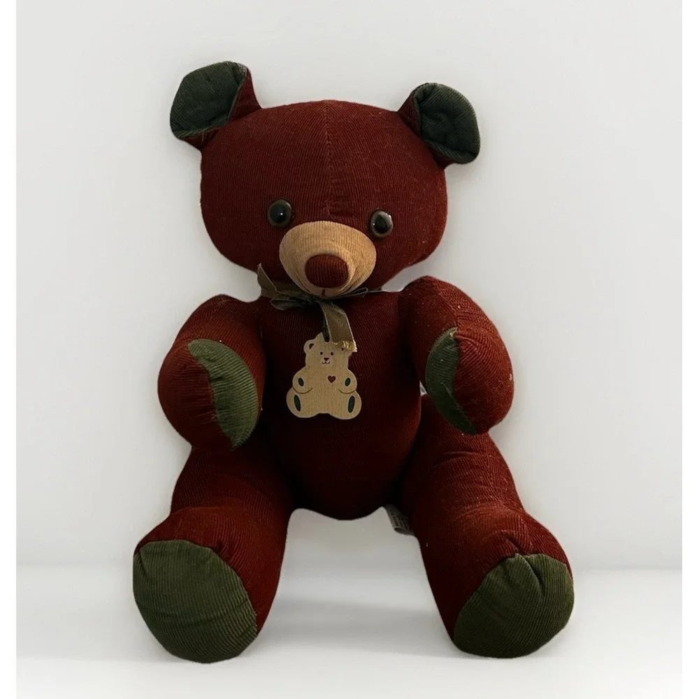 Vintage 1985 Graphics Inter. plush stuffed Brown & Cream corduroy bear 9